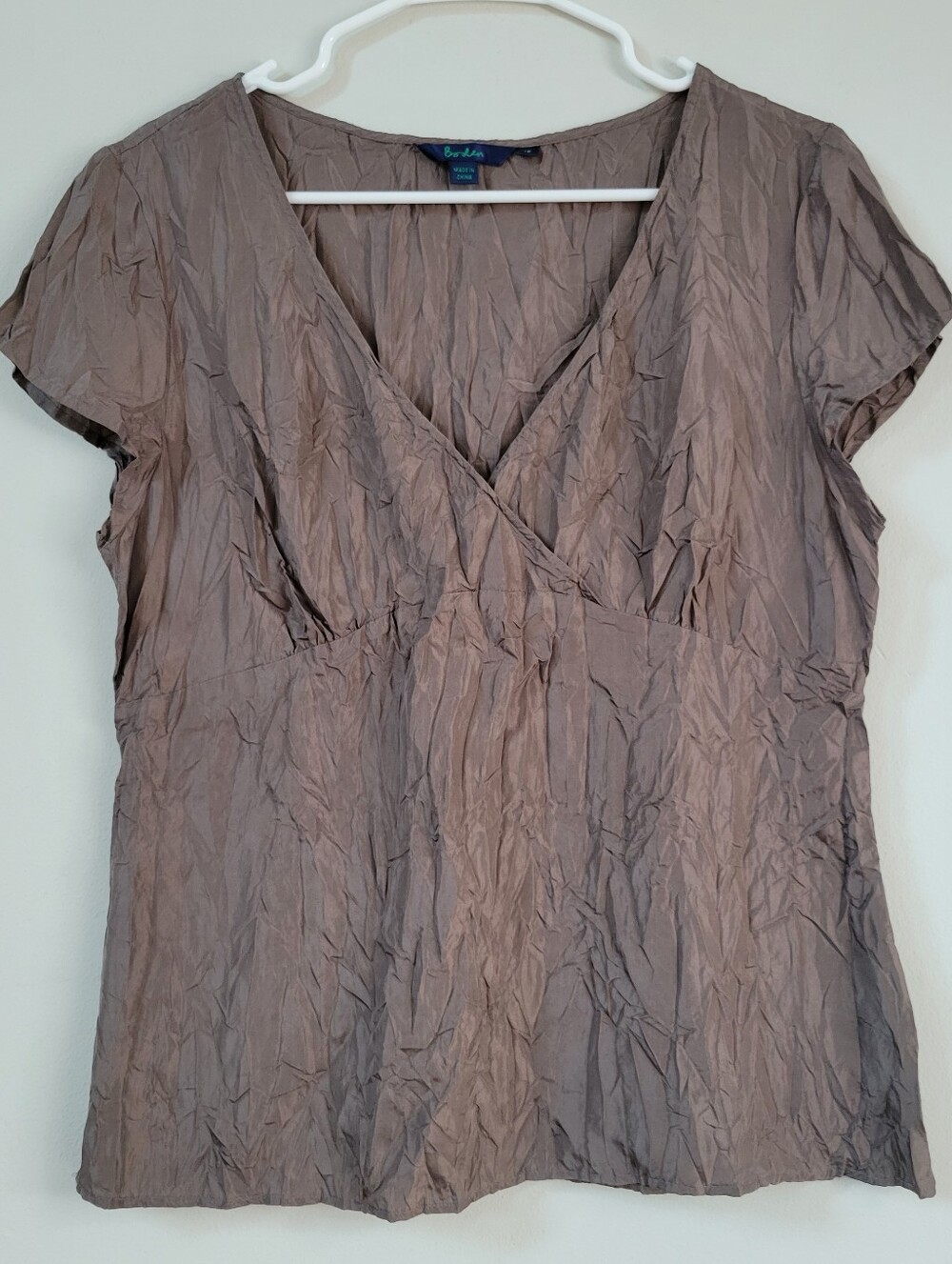 Boden Silk Crinkle Babydoll Top Women Size 16 Office Boho Capsule